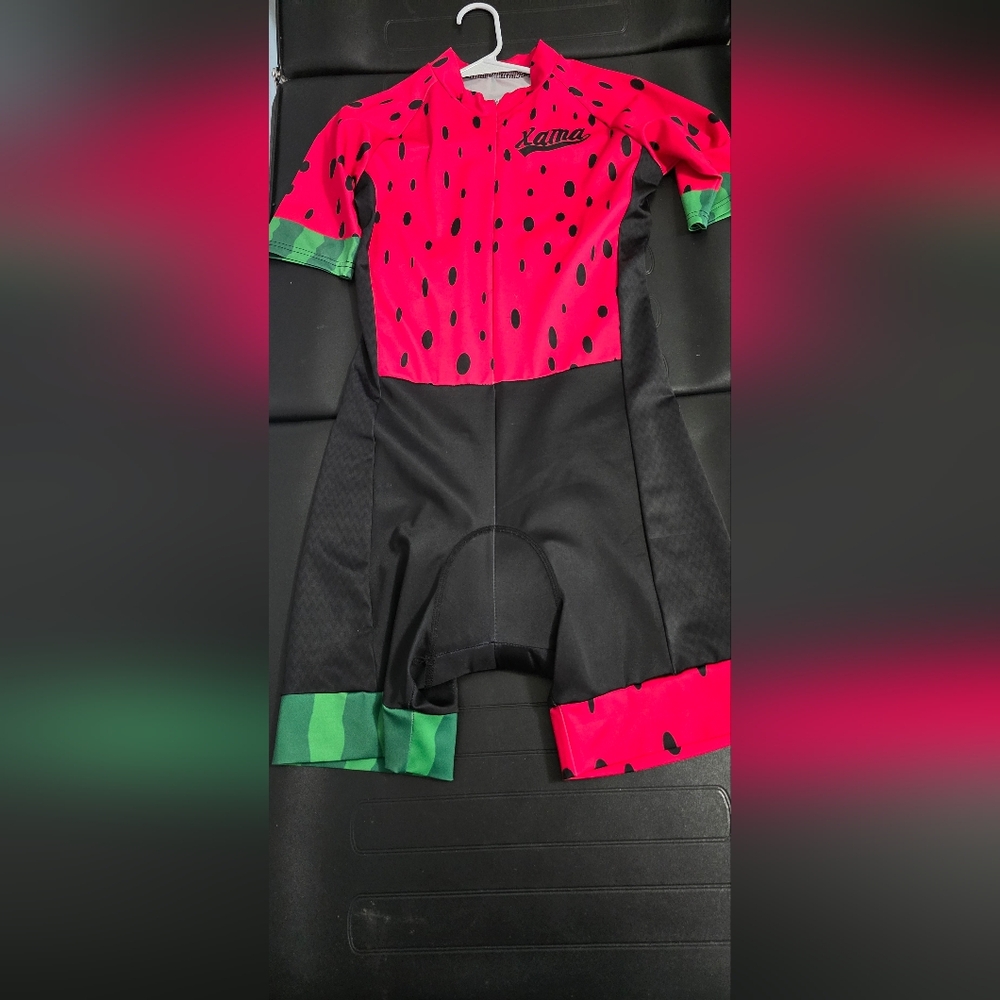 Xama pink and Green Cycling Suit